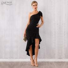 Load image into Gallery viewer, Adyce 2021 New Summer Women Black One Shoulder Midi Dress Sexy Sleeveless Bow Fashion Club Celebrity Evening Runway Party Dress
