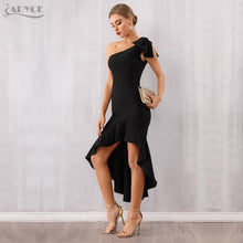 Load image into Gallery viewer, Adyce 2021 New Summer Women Black One Shoulder Midi Dress Sexy Sleeveless Bow Fashion Club Celebrity Evening Runway Party Dress
