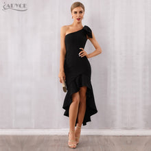 Load image into Gallery viewer, Adyce 2021 New Summer Women Black One Shoulder Midi Dress Sexy Sleeveless Bow Fashion Club Celebrity Evening Runway Party Dress
