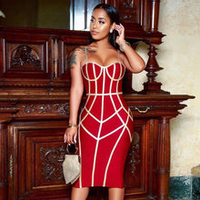 Load image into Gallery viewer, Adyce 2021 New Summer Bodycon Bandage Dress Women Sexy Spaghetti Strap Sleeveless Club Knee Length Celebrity Evening Party Dress
