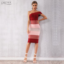 Load image into Gallery viewer, Adyce 2021 New Summer Women One Shoulder Bandage Dres Sexy Sleeveless Mid-Calf Bodycon Club Celebrity Evening Runway Party Dress
