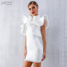 Load image into Gallery viewer, Adyce 2021 New Summer Women White Celebrity Runway Party Dress Vestidos Sexy Sleeveless Ruffles Tassel Black Bodycon Club Dress
