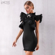 Load image into Gallery viewer, Adyce 2021 New Summer Women White Celebrity Runway Party Dress Vestidos Sexy Sleeveless Ruffles Tassel Black Bodycon Club Dress
