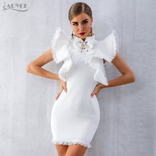 Load image into Gallery viewer, Adyce 2021 New Summer Women White Celebrity Runway Party Dress Vestidos Sexy Sleeveless Ruffles Tassel Black Bodycon Club Dress
