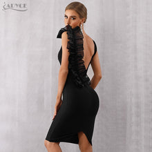 Load image into Gallery viewer, Adyce 2021 New Summer Black Bodycon Bandage Dress Women Sexy V-Neck Ruffles Mesh Backless Vestidos Celebrity Evening Party Dress
