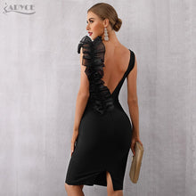 Load image into Gallery viewer, Adyce 2021 New Summer Black Bodycon Bandage Dress Women Sexy V-Neck Ruffles Mesh Backless Vestidos Celebrity Evening Party Dress
