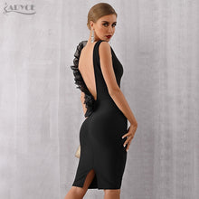 Load image into Gallery viewer, Adyce 2021 New Summer Black Bodycon Bandage Dress Women Sexy V-Neck Ruffles Mesh Backless Vestidos Celebrity Evening Party Dress
