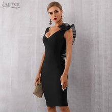 Load image into Gallery viewer, Adyce 2021 New Summer Black Bodycon Bandage Dress Women Sexy V-Neck Ruffles Mesh Backless Vestidos Celebrity Evening Party Dress
