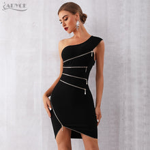 Load image into Gallery viewer, ADYCE 2021 New Summer Women Bandage Dress Sexy One Shoulder Zipper Black Clubwear Dress Vestidos Celebrity Evening Party Dresses
