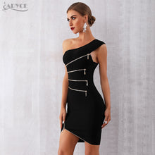 Load image into Gallery viewer, ADYCE 2021 New Summer Women Bandage Dress Sexy One Shoulder Zipper Black Clubwear Dress Vestidos Celebrity Evening Party Dresses
