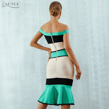 Load image into Gallery viewer, Adyce 2021 New Summer Green Bandage Dress Women Sexy Slash Neck Short Sleeve Off Shoulder Hot Club Celebrity Evening Party Dress
