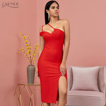 Load image into Gallery viewer, Adyce 2021 New Summer Red One Shoulder Bandage Dress Women Sexy Sleeveless Spaghetti Strap Club Celebrity Runway Party Dresses
