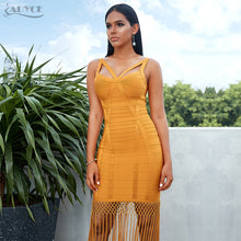 Load image into Gallery viewer, Adyce 2021 New Summer Women Fringe Bandage Dress Vestidos Sexy Sleeveless Tassel Bodycon Club Midi Celebrity Evening Party Dress
