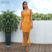 Load image into Gallery viewer, Adyce 2021 New Summer Women Fringe Bandage Dress Vestidos Sexy Sleeveless Tassel Bodycon Club Midi Celebrity Evening Party Dress
