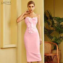 Load image into Gallery viewer, Adyce 2021 New Summer Women White Sleeveless Bandage Dress Sexy Strapless Ruffles Pink Midi Club Celebrity Runway Party Dresses
