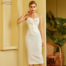 Load image into Gallery viewer, Adyce 2021 New Summer Women White Sleeveless Bandage Dress Sexy Strapless Ruffles Pink Midi Club Celebrity Runway Party Dresses
