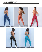 Load image into Gallery viewer, 2021 Seamless Yoga Set Knitting Gym Clothes Fitness Jumpsuits for Women Backless Sleeveless Gym set workout clothes for women
