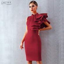 Load image into Gallery viewer, Adyce 2021 New Summer Women Wine Red Celebrity Evening Runway Party Dress Sexy Sleeveless Ruffles Bodycon Midi Night Club Dress
