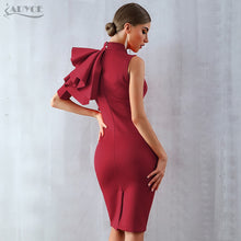 Load image into Gallery viewer, Adyce 2021 New Summer Women Wine Red Celebrity Evening Runway Party Dress Sexy Sleeveless Ruffles Bodycon Midi Night Club Dress
