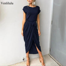 Load image into Gallery viewer, 2021 Long Party Dress Plus Size Summer Short Sleeve Elegant Maxi Dress Women Loose Casual Robe Femme Sundress Female XXL XXXL
