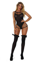 Load image into Gallery viewer, 2021 Fashion Fishnet Club Party Outfits Sets Newest Sexy Women Black Shinny Rhinestone Suits See-Through Mesh Bra+Mini Dress
