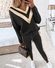 Load image into Gallery viewer, 2021 Best Selling Winter Women&#39;s tracksuit Solid Color Striped Turtleneck Sweater and Elastic Trousers Suits Knitted Two Piece
