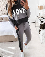 Load image into Gallery viewer, 2021 Best Selling Winter Women&#39;s tracksuit Solid Color Striped Turtleneck Sweater and Elastic Trousers Suits Knitted Two Piece
