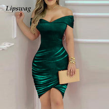 Load image into Gallery viewer, 2021 Spring Autumn Elegant Solid Velvet Bodycon Party Dress Women Sexy Backless Slim Mini Dress Ladies Fashion Casual Dresses XL
