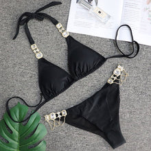 Load image into Gallery viewer, 2021 Shiny Crystal Diamond Bikini Women Swimsuit Female Brazilian Swimwear Two pieces Bikini Set Rhinestone Halter Bathing Suit
