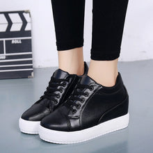 Load image into Gallery viewer, Black and white hidden wedge heel slippers casual shoes wedge high platform shoes Woman Women&#39;s high heel shoes sneakers erf56
