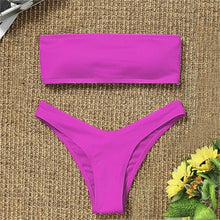 Load image into Gallery viewer, 2021 New Bikini High Waist Strapless Sexy Bikini Women Swimwear Women Swimsuit Padded Bathing Suit Monokin Pure Color
