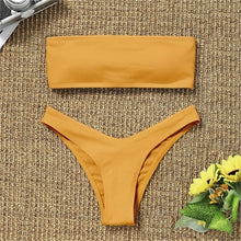 Load image into Gallery viewer, 2021 New Bikini High Waist Strapless Sexy Bikini Women Swimwear Women Swimsuit Padded Bathing Suit Monokin Pure Color
