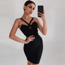 Load image into Gallery viewer, Adyce 2021 New Summer Women Black Spaghetti Strap Wrap Bandage Dress Sexy Sleeveless Mini Celebrity Evening Runway Party Dresses
