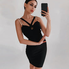 Load image into Gallery viewer, Adyce 2021 New Summer Women Black Spaghetti Strap Wrap Bandage Dress Sexy Sleeveless Mini Celebrity Evening Runway Party Dresses
