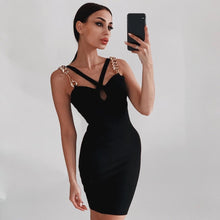 Load image into Gallery viewer, Adyce 2021 New Summer Women Black Spaghetti Strap Wrap Bandage Dress Sexy Sleeveless Mini Celebrity Evening Runway Party Dresses
