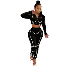 Load image into Gallery viewer, ANJAMANOR Tracksuit 2 Piece Sets Womens Outfits Sport Caged Matching Sets Zip Up Cropped Hoodie and Pants Sweat Suits D6-DI38
