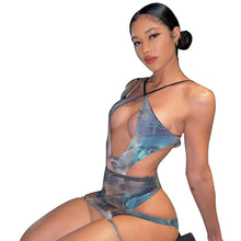 Load image into Gallery viewer, BIIKPIIK Bodysuits+Skirts Matching Sets Hollow Out Halter Clubwear Mesh See Through Female Suits 2021 Beach Summer Clothing
