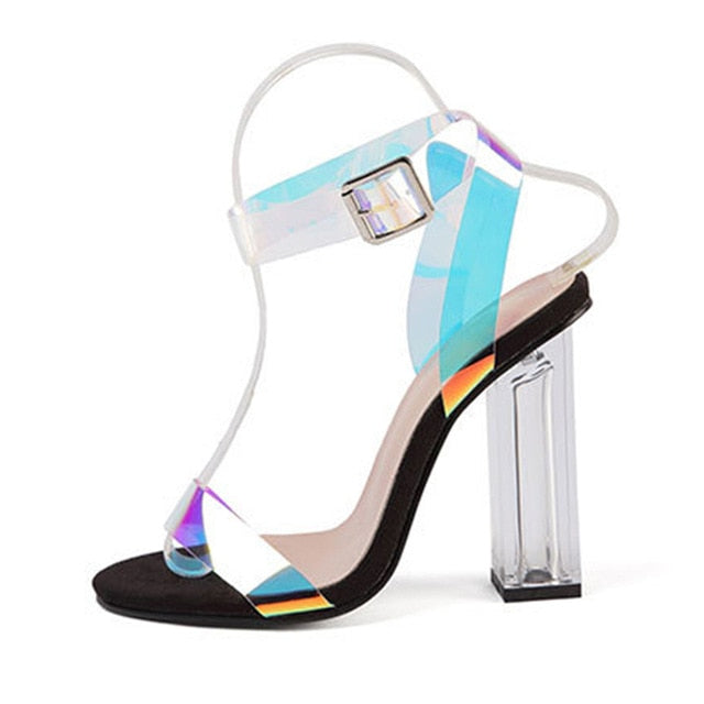 2021 Sexy Heels Women Shoes Plus Size Fashion PVC Transparent Heels Shoes Woman Pumps Ladies Clear High Heels Summer Sandals