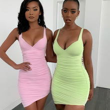 Load image into Gallery viewer, Adyce 2021 New Summer Women Spaghetti Strap V Neck Mini Club Dress Sexy Sleeveless Green Celebrity Evening Runway Party Dresses
