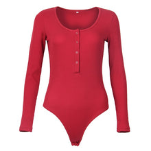 Load image into Gallery viewer, 2021 One-Piece Knitted Bodysuits Autumn Women Sexy Club Outfits V-Neck Long Sleeve Body Tops Rompers Casual Buttons Bodysuit M0446
