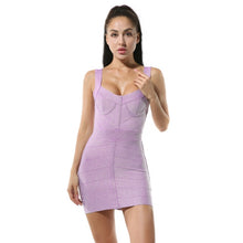 Load image into Gallery viewer, 2021 New Summer Women Bandage Mini Dress Sexy V Neck Shiny Halter Sleeveless Dress Fashion  Celebrity Club Party Dress vestidos
