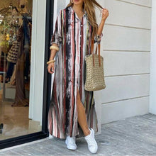 Load image into Gallery viewer, Autumn Long Dress Long Sleeve Shirt Dress Women Denim Long Dresses Pocket Button Shirt Print Dress Casual Loose Dresses 2020
