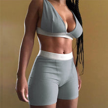 Load image into Gallery viewer, 2PCS/Set Sexy Women Sleeveless Strap Bra Bustiers Tank Vest Crop Tops High Waist Shorts Pants Trousers Tracksuit Summer 2021
