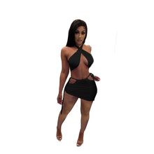 Load image into Gallery viewer, ANJAMANOR Sexy Club Outfits for Women 2021 Cross Wrap Crop Top and Cut Out Mini Skirt Suits 2 Piece Set Ladies Dresses D9-CZ28
