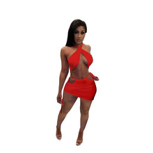 Load image into Gallery viewer, ANJAMANOR Sexy Club Outfits for Women 2021 Cross Wrap Crop Top and Cut Out Mini Skirt Suits 2 Piece Set Ladies Dresses D9-CZ28
