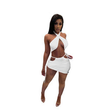 Load image into Gallery viewer, ANJAMANOR Sexy Club Outfits for Women 2021 Cross Wrap Crop Top and Cut Out Mini Skirt Suits 2 Piece Set Ladies Dresses D9-CZ28
