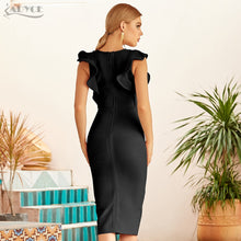 Load image into Gallery viewer, Adyce 2021 New Summer Women Black Ruffles Bandage Dress Sexy Sleeveless Sash V Neck Celebrity Evening Runway Party Bodycon Dress
