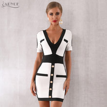 Load image into Gallery viewer, ADYCE New Summer Women Fashion Bandage Dress 2021 Celebrity Evening Party Dress Sexy Deep V Short Sleeve Mini Bodycon Club Dress
