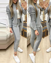 Load image into Gallery viewer, 2021 Women Two Piece Set Outfits Autumn Women&#39;s Tracksuit Zipper Top And Pants Casual Sport Suit Winter 2 Piece Woman Set
