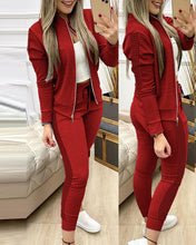 Load image into Gallery viewer, 2021 Women Two Piece Set Outfits Autumn Women&#39;s Tracksuit Zipper Top And Pants Casual Sport Suit Winter 2 Piece Woman Set
